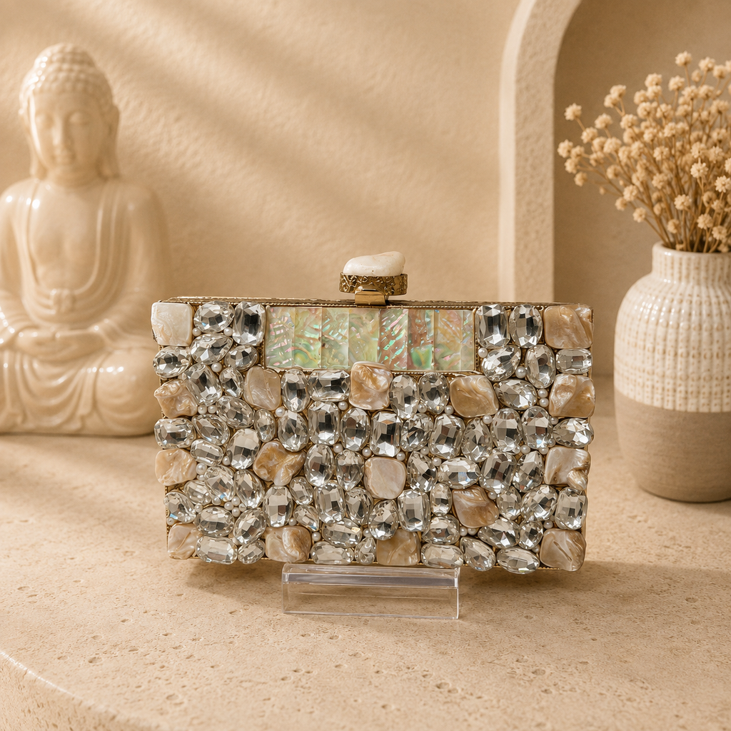Crystal Mosaic Mother-of-Pearl Clutch
