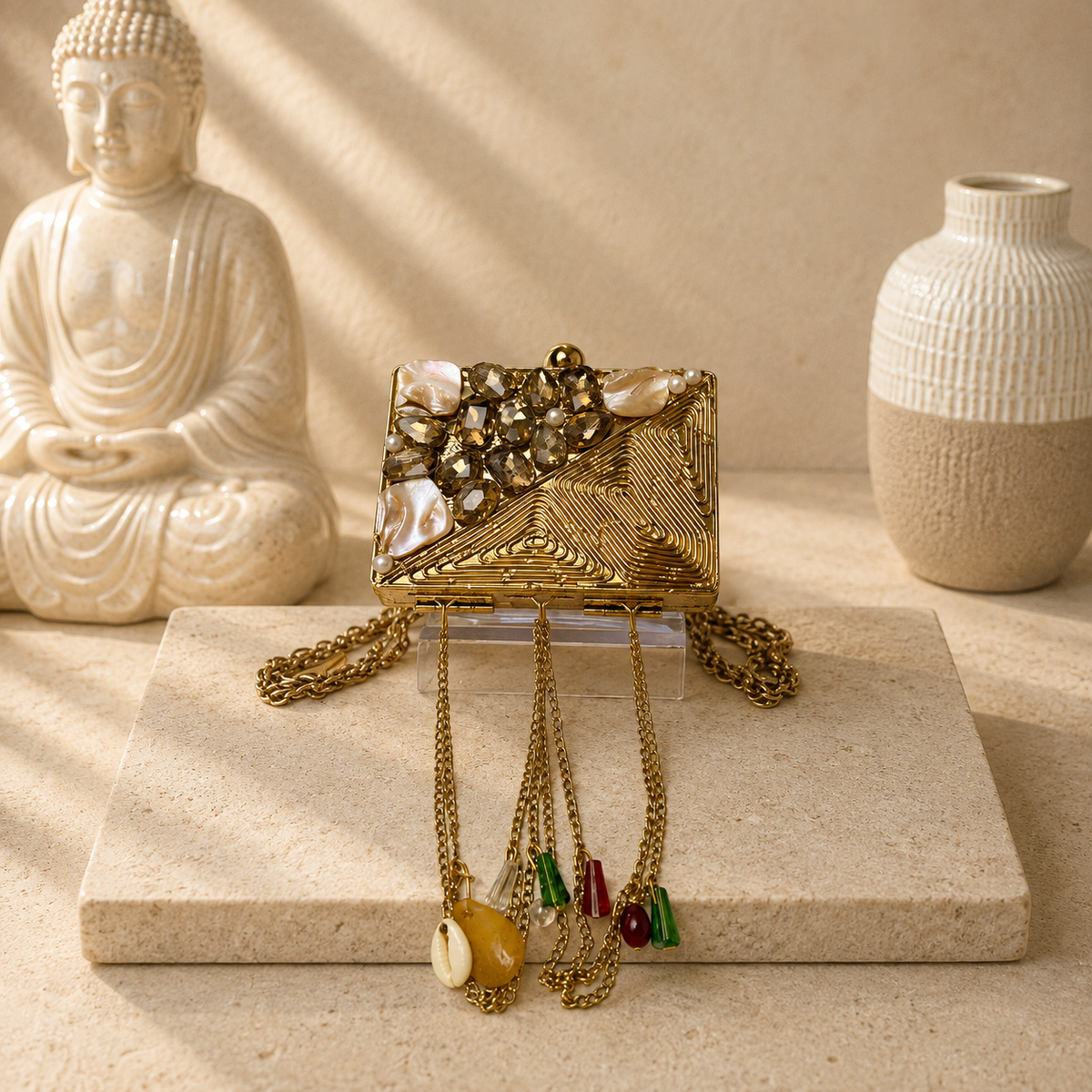 Mini Gold Geometric Charm Clutch