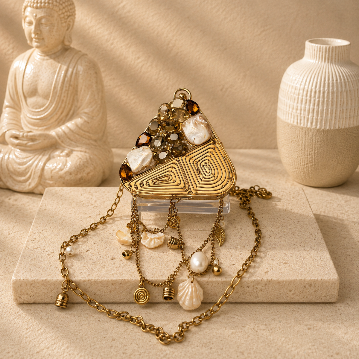 Mini Gold Triangle Charm Clutch