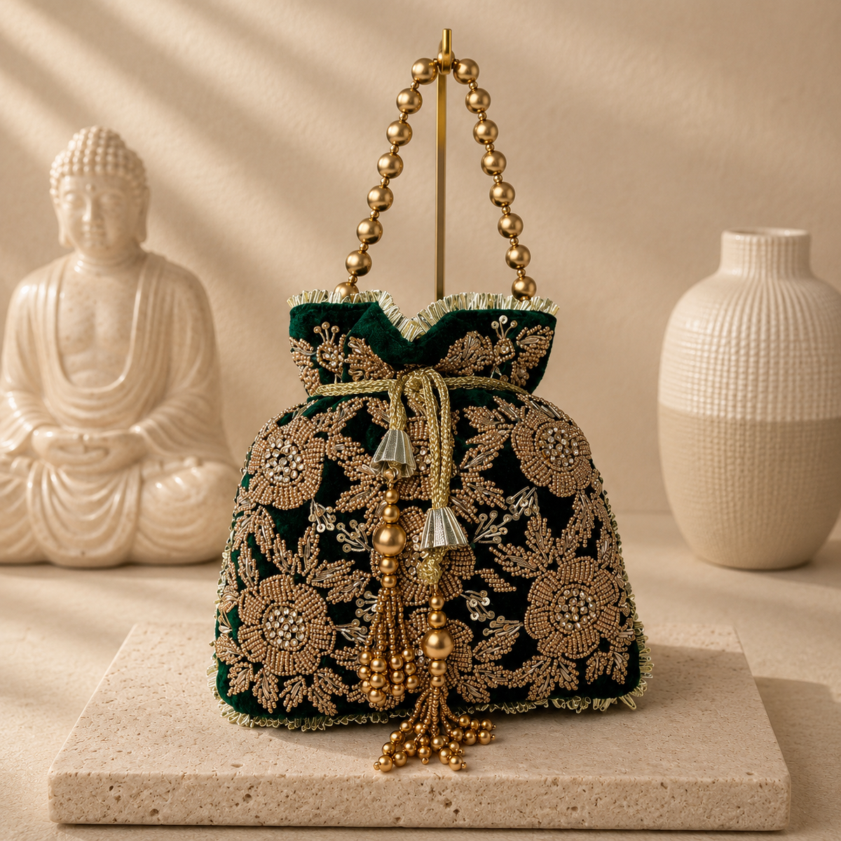 Velvet Sequin Potli Bag