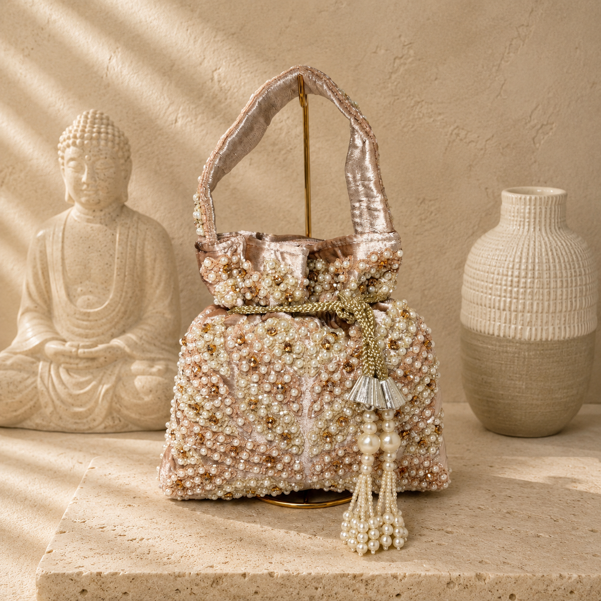 Pearl Crystal Potli Bag