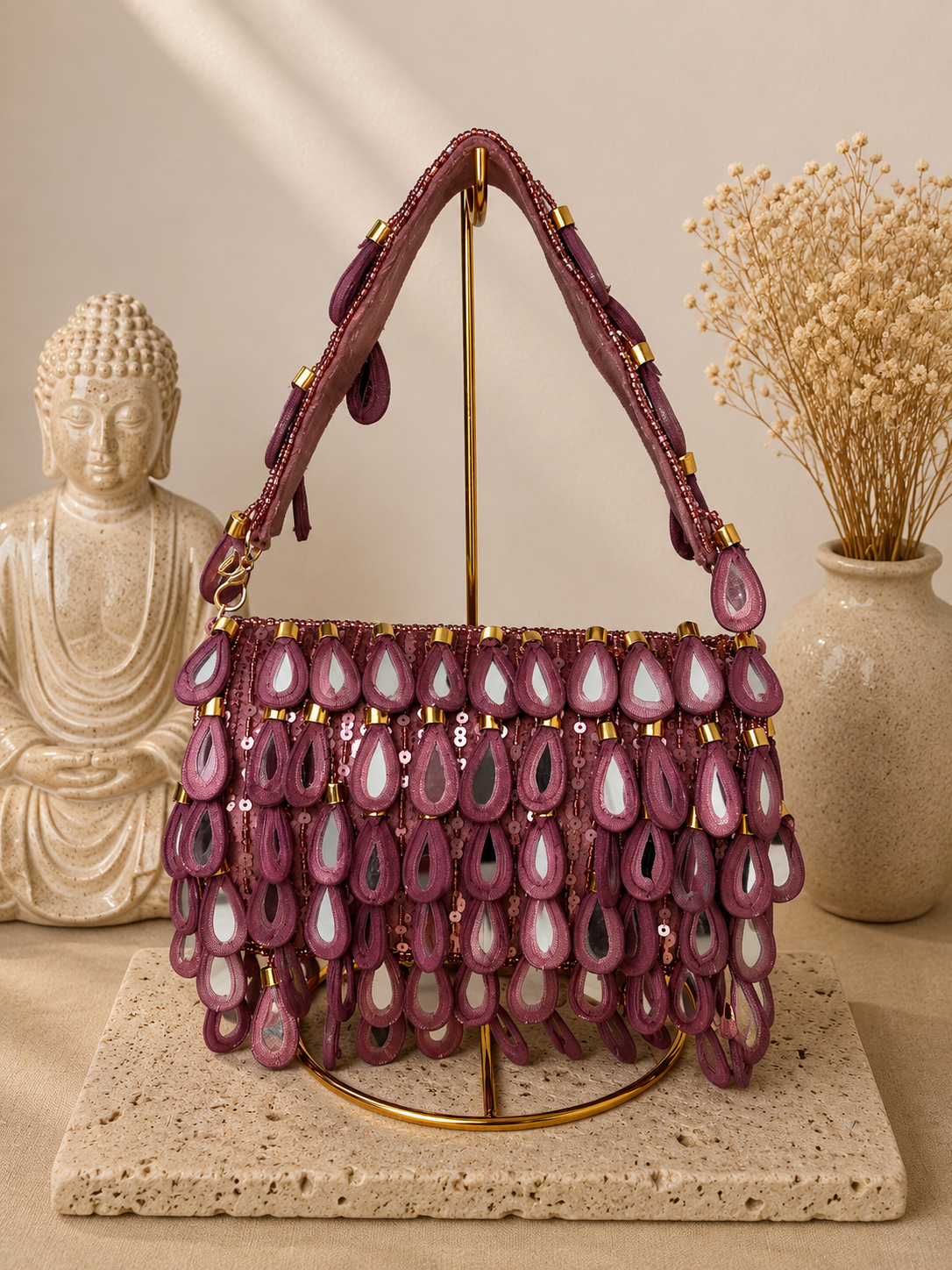 Teardrop Mirror Fringe Handbag