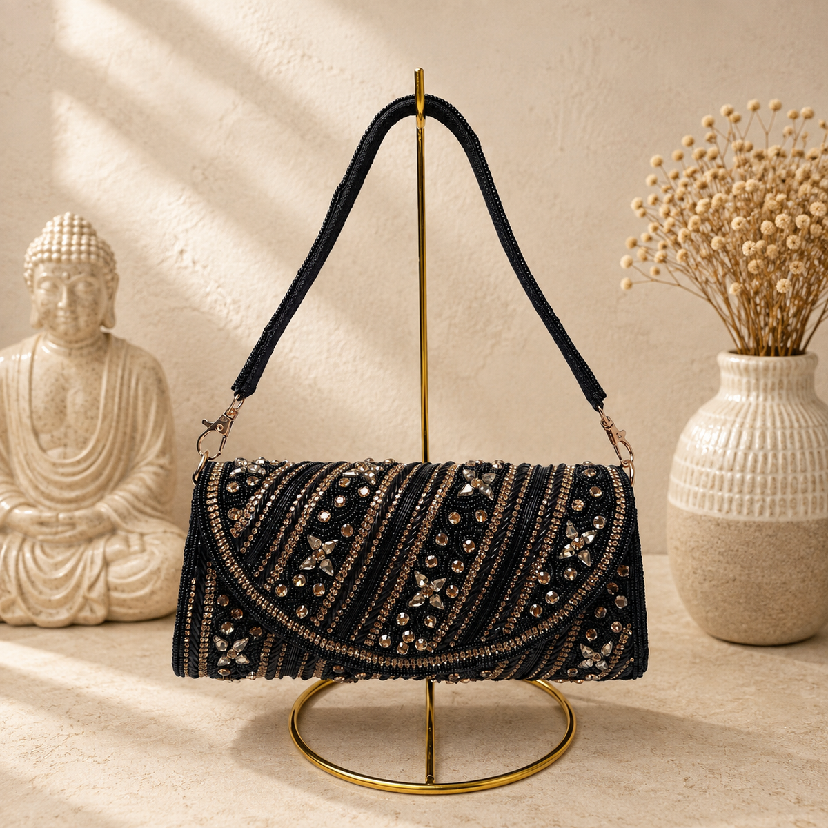 Beaded Swirl Envelope Handbag