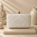 Ivory Beaded Lace Box Clutch