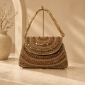 Beaded Arc Flap Handbag
