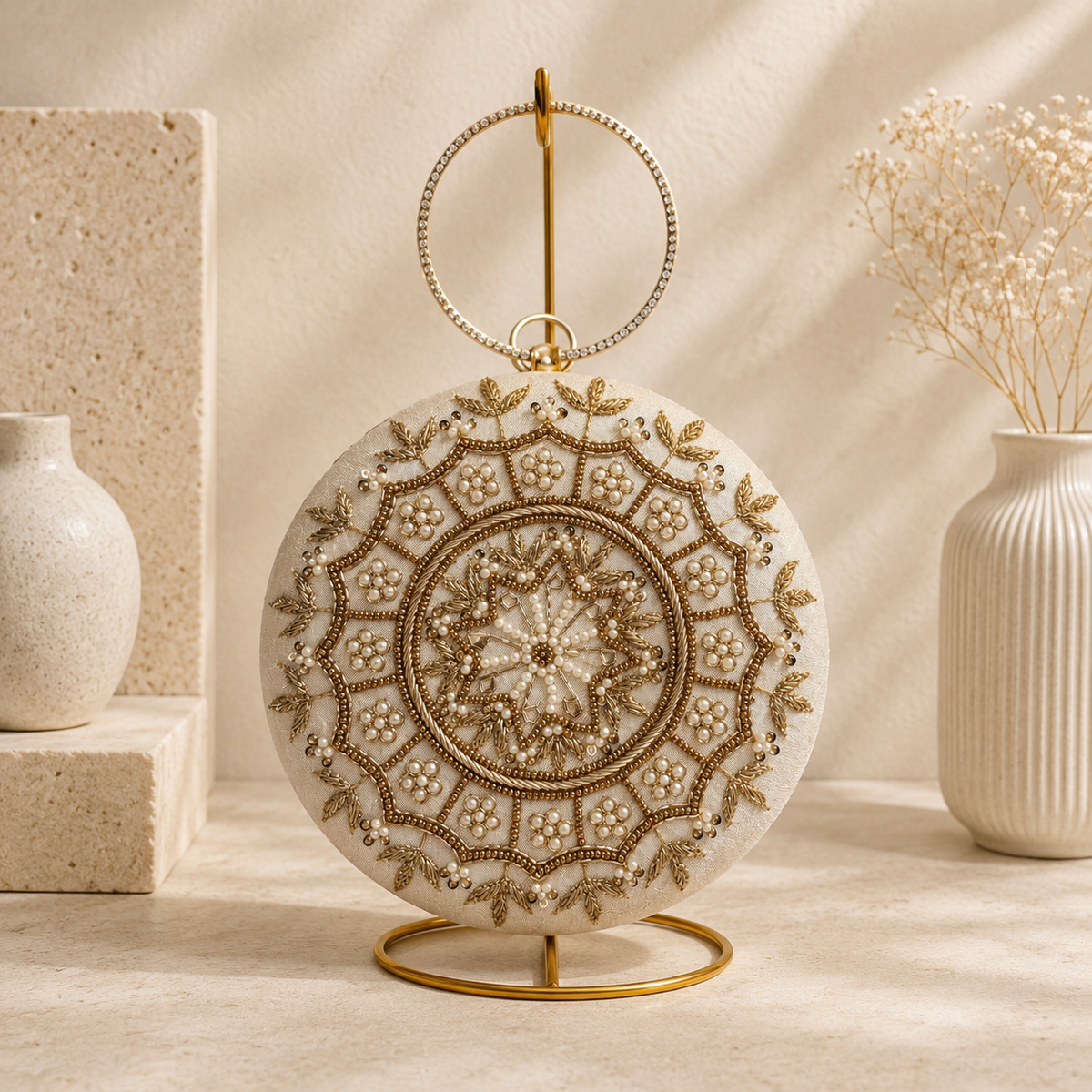 Bangle Clutch Cream | color:cream