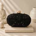 Midnight Beaded Oval Clutch