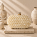 Pearl Embellished Oval Clutch