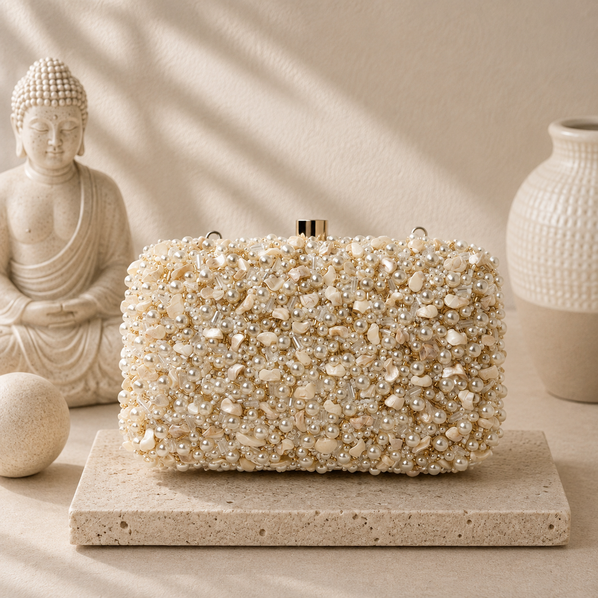 Pearl Mosaic Box Clutch
