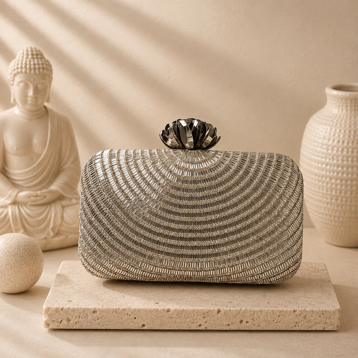 Silver Arc Box Clutch