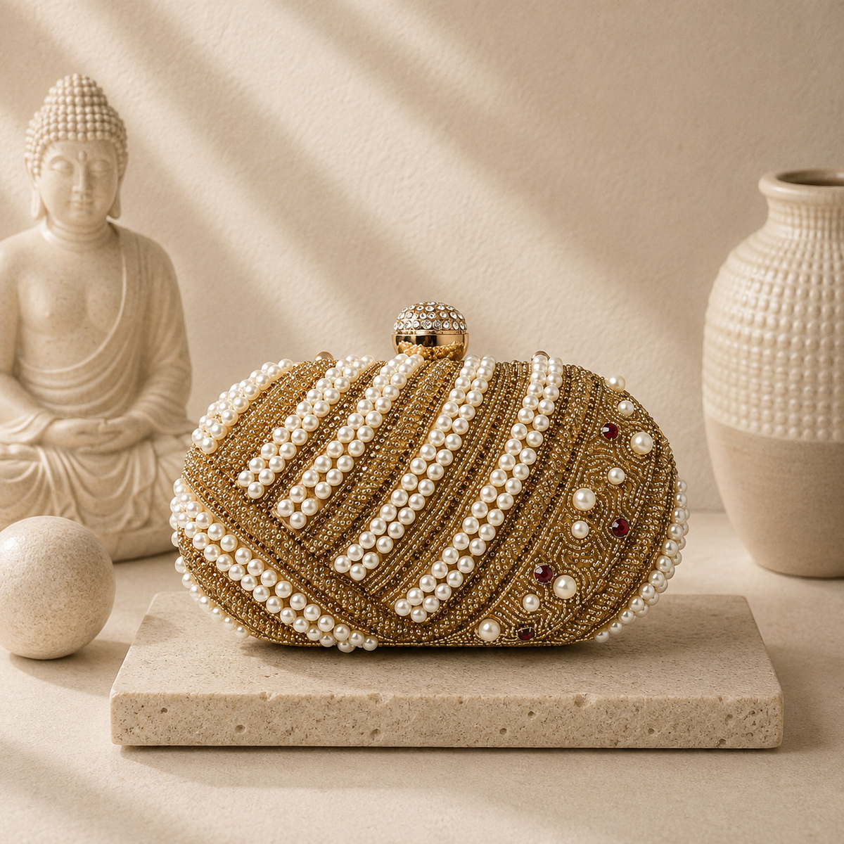 Regal Pearl Wave Oval Clutch