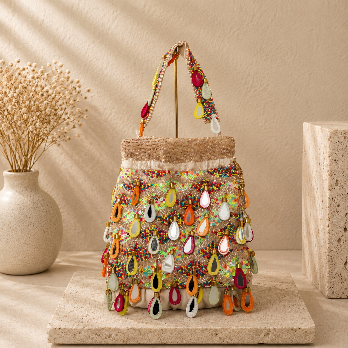 Multicolor Teardrop Potli Bag