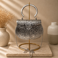 Embossed Floral Brass Handbag