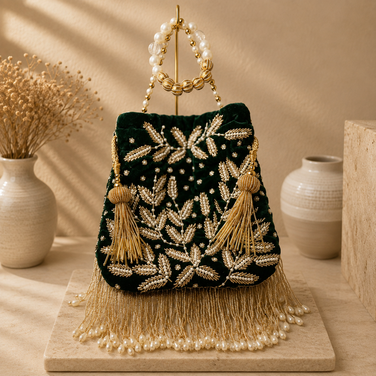 Embellished Fringe Potli Bag