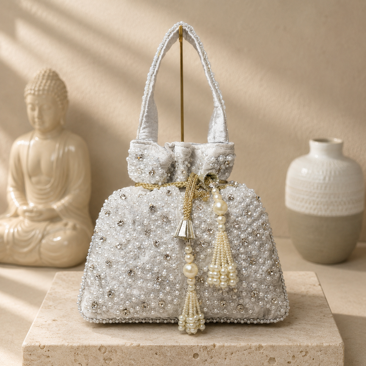 Pearl Crystal Potli Bag