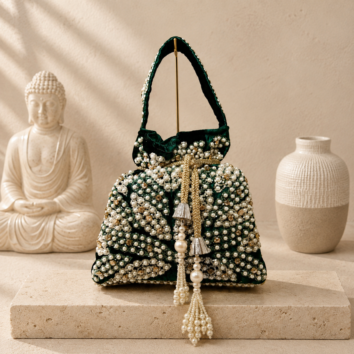 Pearl Crystal Potli Bag