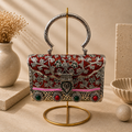 Enamel Floral Brass Handbag