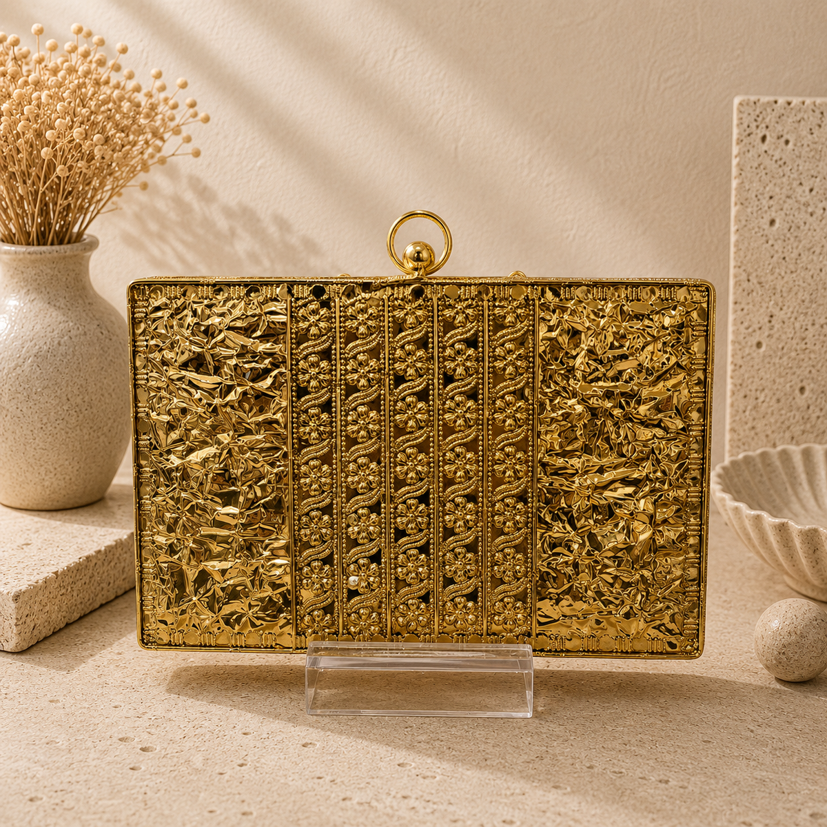 Crystal Rose Mother-of-Pearl Clutch
