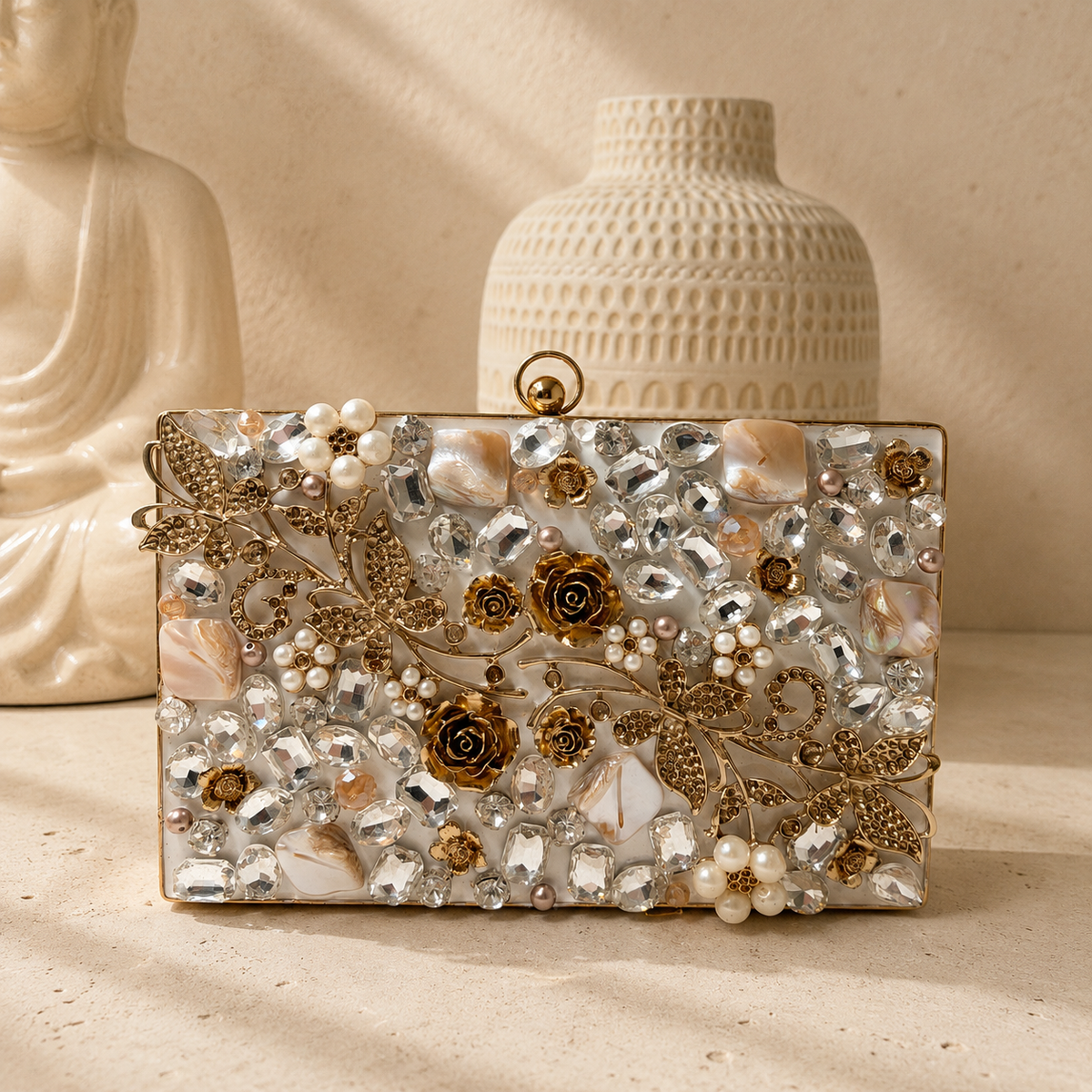 Crystal Rose Mother-of-Pearl Clutch